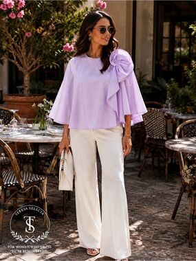 NWT Psophia Cotton Poplin Cape Blouse Small NWT Lavender Designer Spain